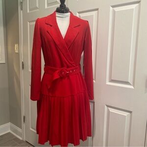 Chic Red Wrap Dress with Belt
